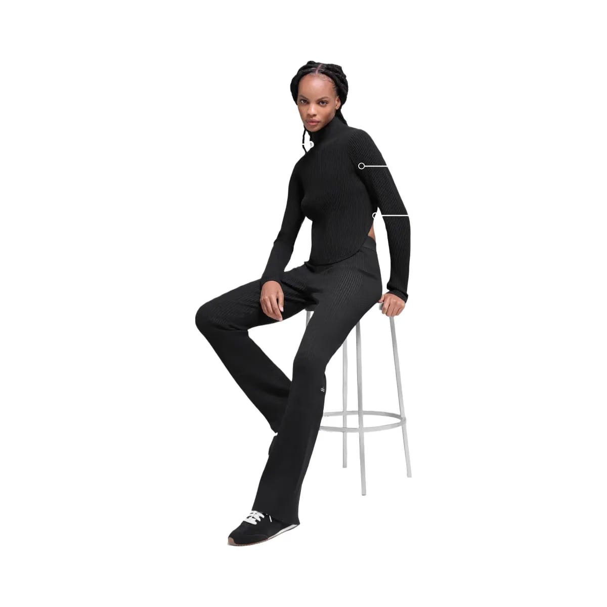 Alo Women's Denim Knit Backless Long Sleeve - Black/Anthracite