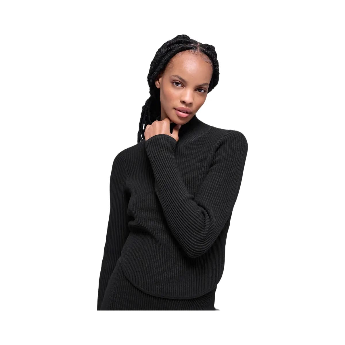 Alo Women's Denim Knit Backless Long Sleeve - Black/Anthracite