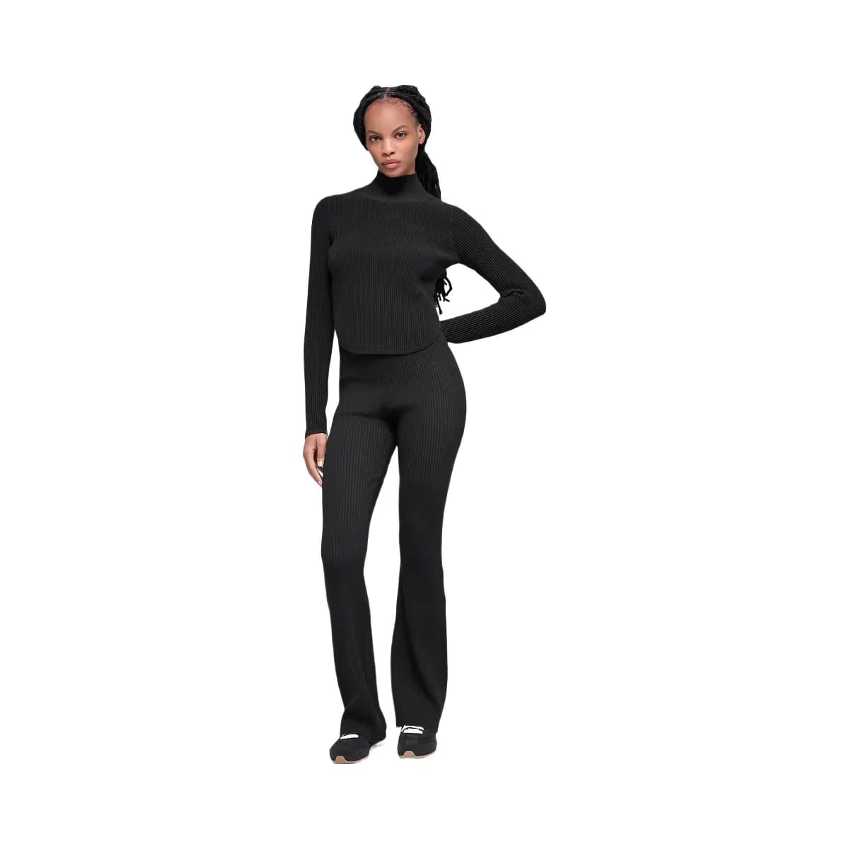 Alo Women's Denim Knit Backless Long Sleeve - Black/Anthracite