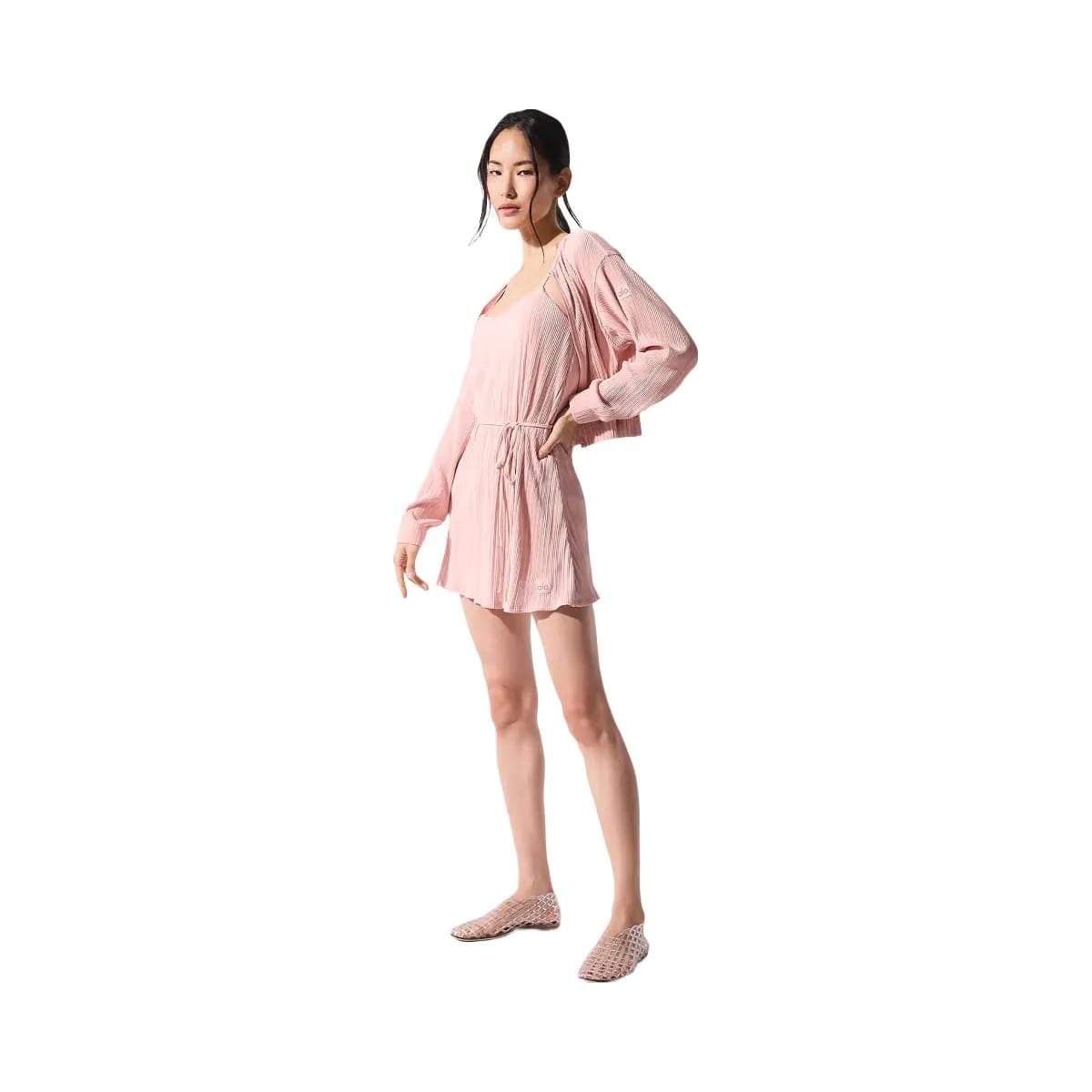 Alo Women's Cropped Micro Plisse Jacket - Pink Quartz