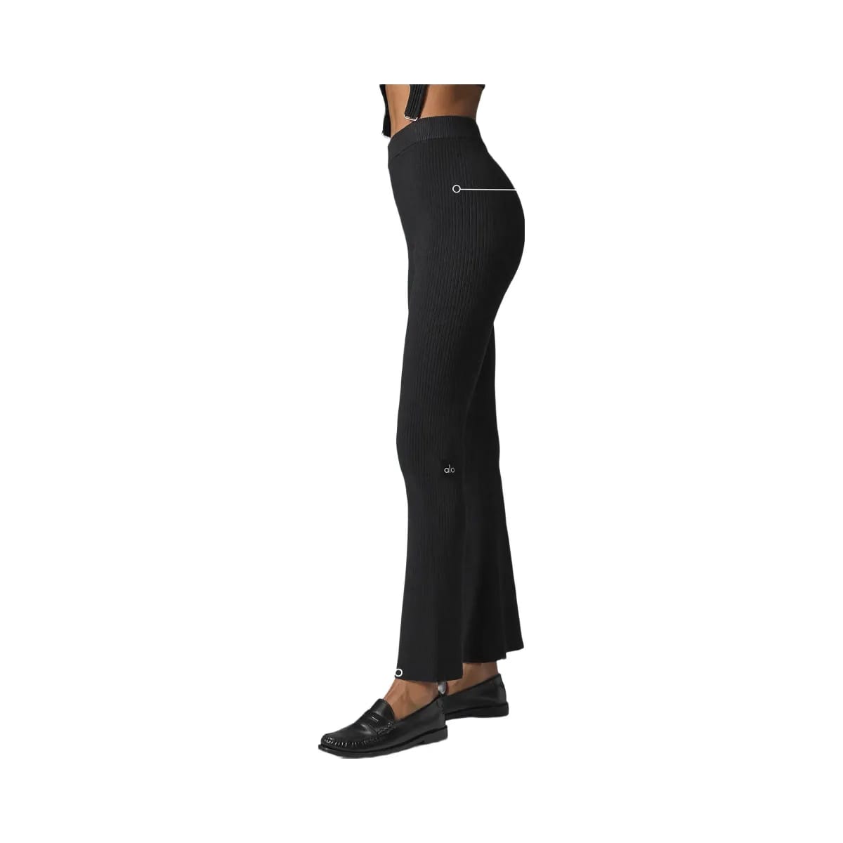 Alo Women's Denim Knit High-Waist Flare Pant - Black/Anthracite