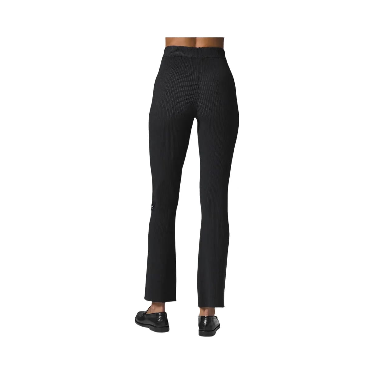 Alo Women's Denim Knit High-Waist Flare Pant - Black/Anthracite