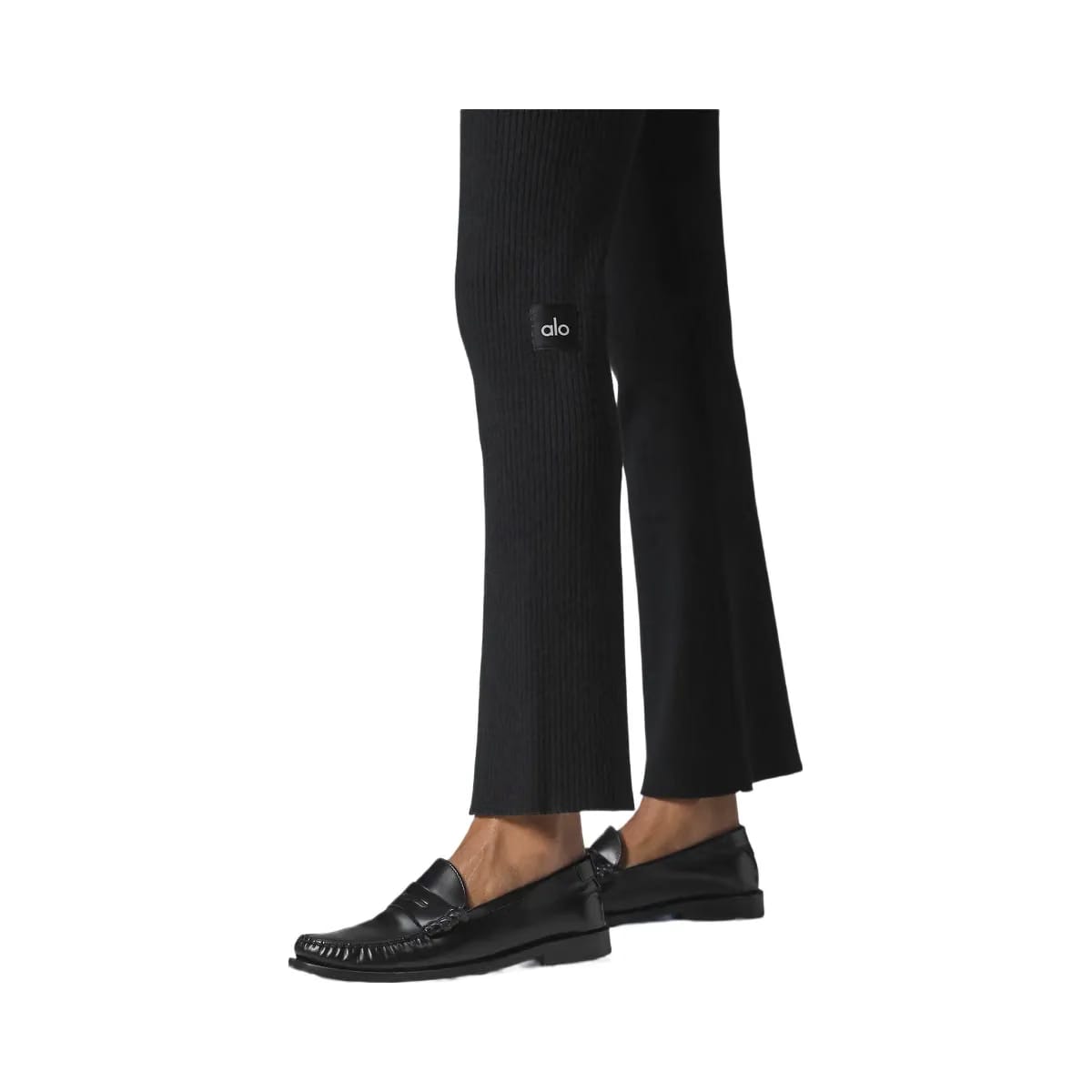 Alo Women's Denim Knit High-Waist Flare Pant - Black/Anthracite