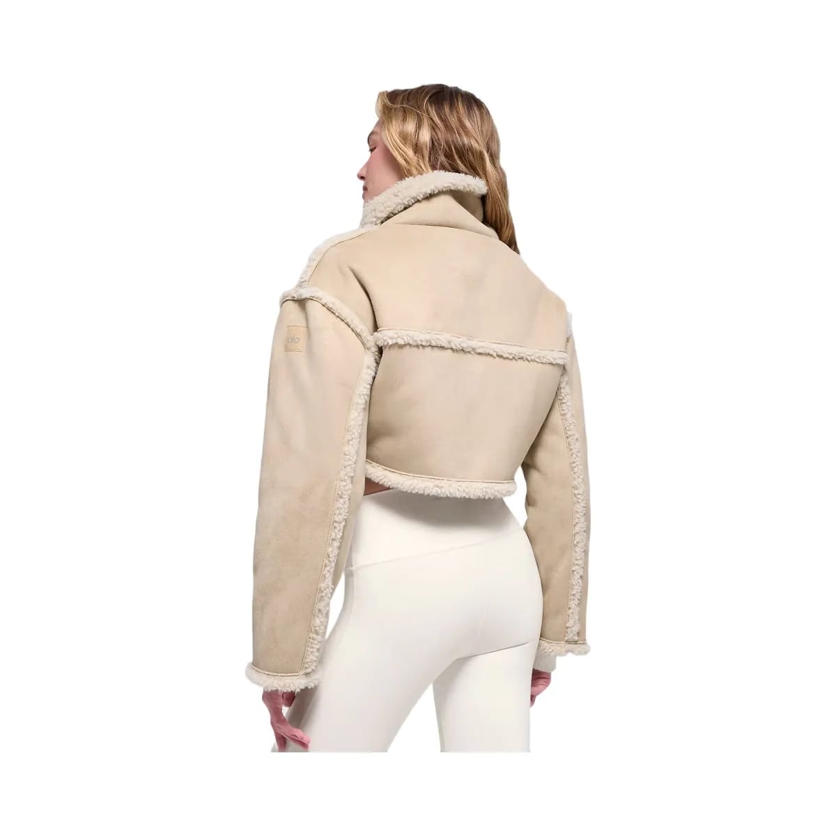Alo Women's Faux Shearling Snowfall Cropped Jacket - Woodland Tan