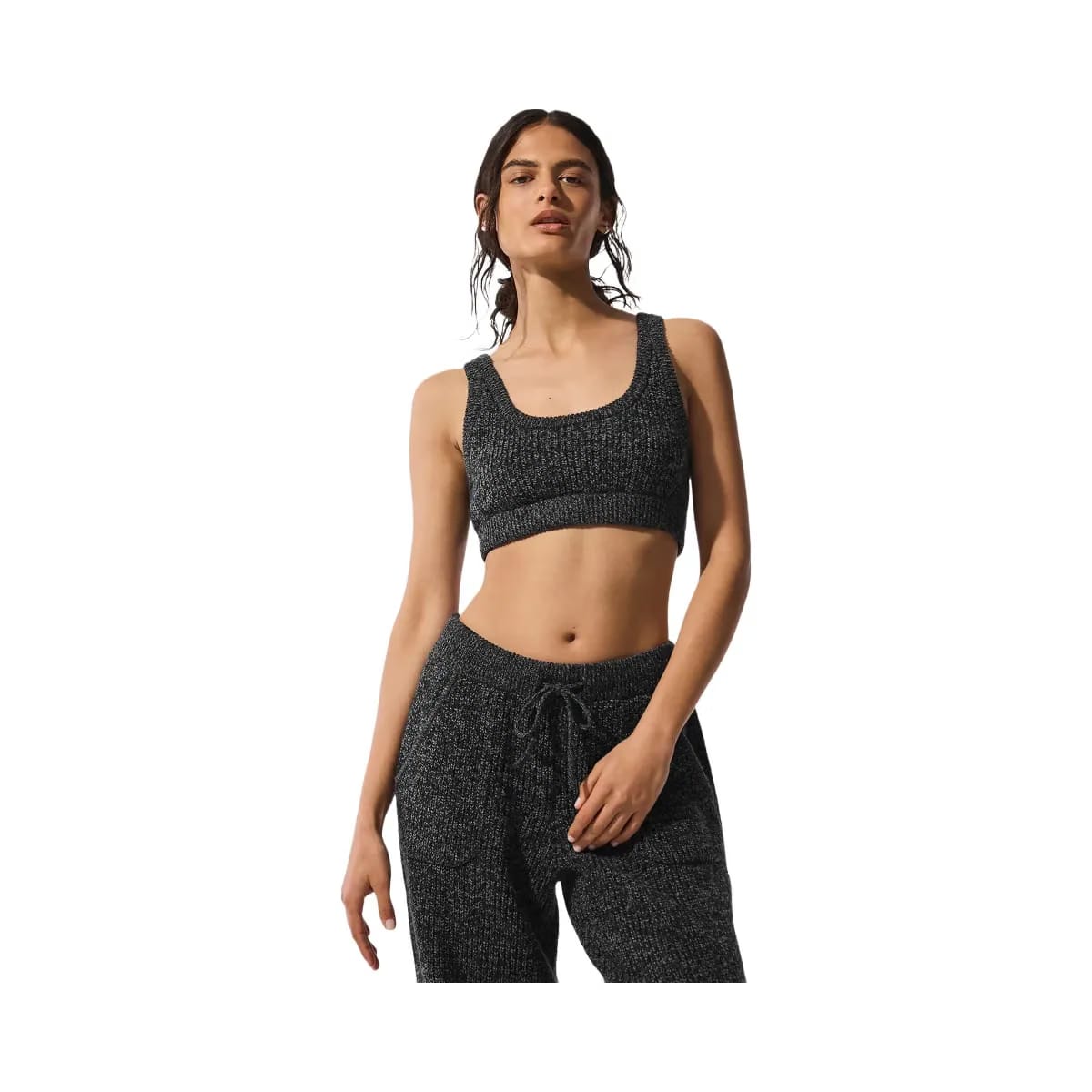 Alo Women's Marl Sweater Bra - Black Marl