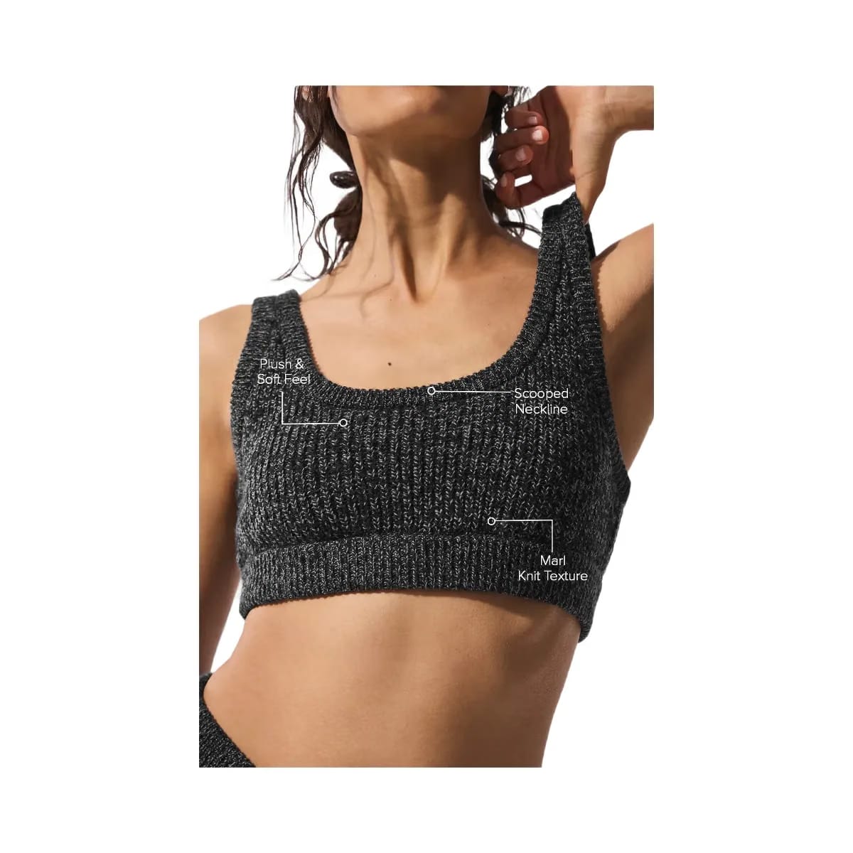 Alo Women's Marl Sweater Bra - Black Marl