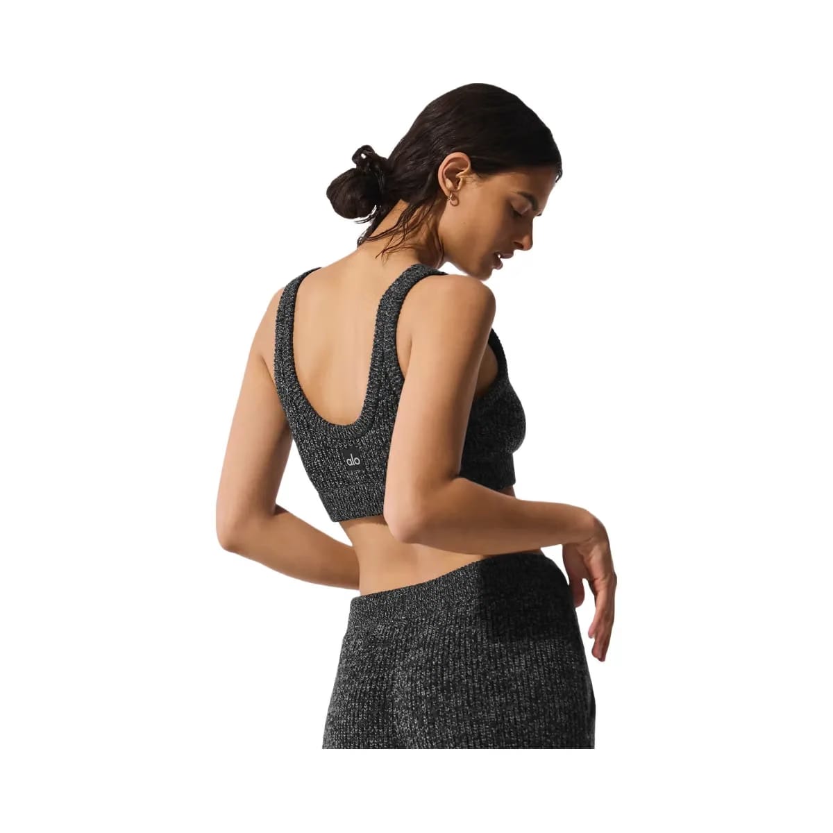 Alo Women's Marl Sweater Bra - Black Marl