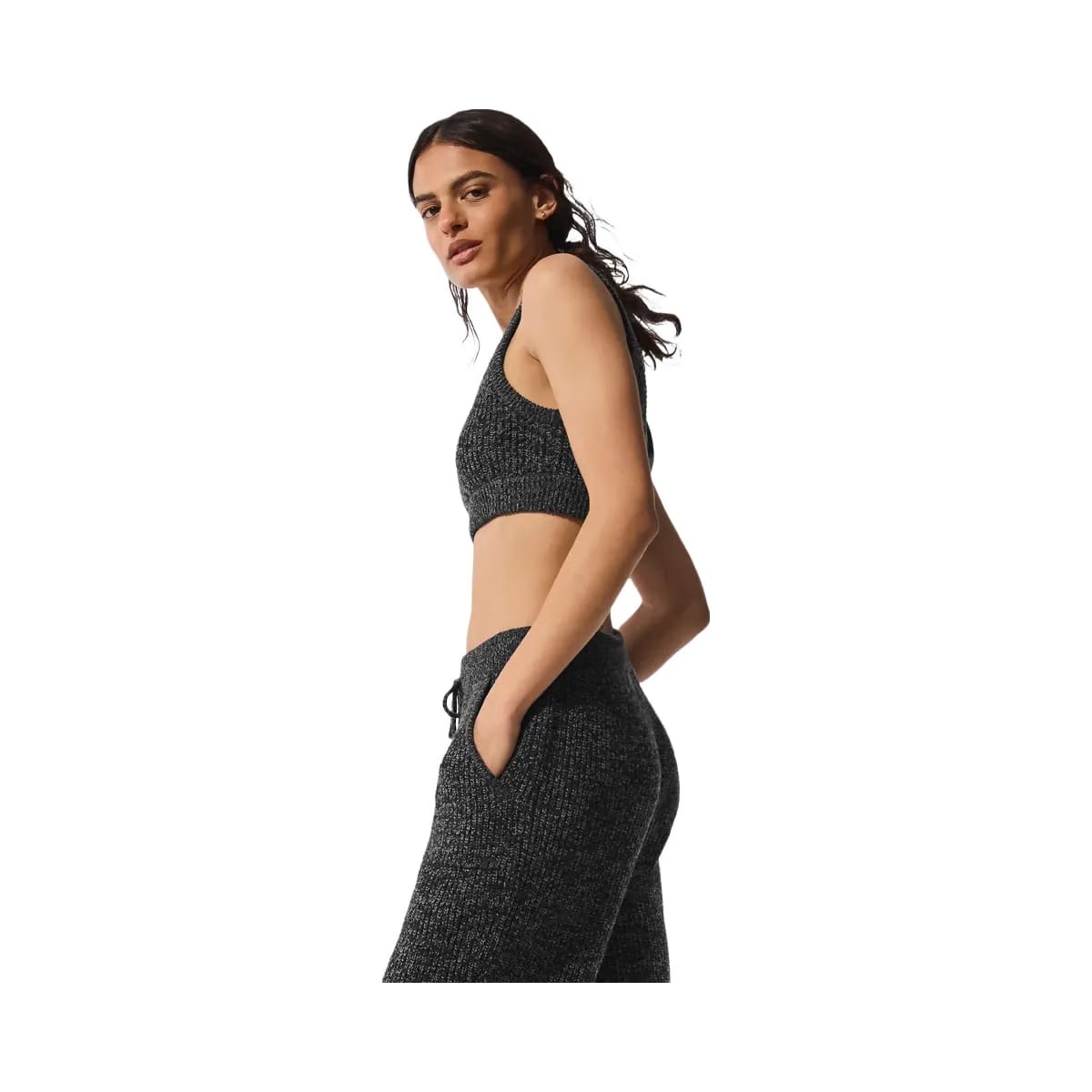 Alo Women's Marl Sweater Bra - Black Marl