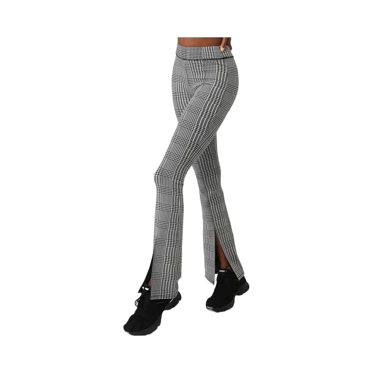 Alo Women's Jacquard High-Waist Glenplaid Flutter Legging - Titanium/Black