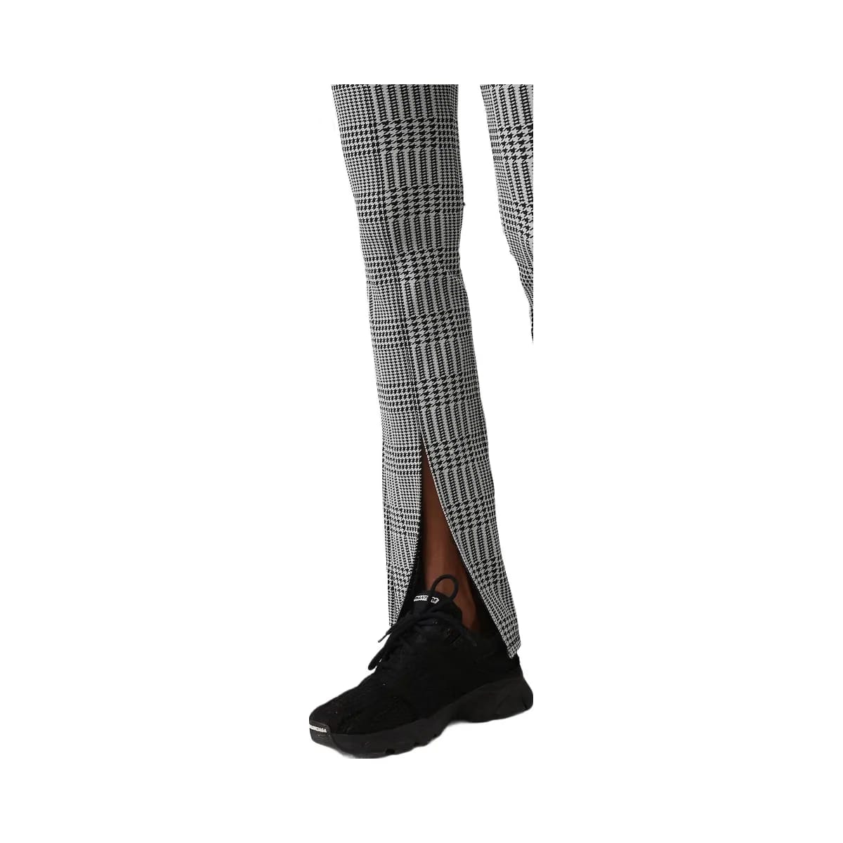 Alo Women's Jacquard High-Waist Glenplaid Flutter Legging - Titanium/Black