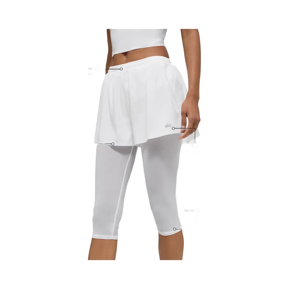 Alo Women's Mesh Front Runner 2 In 1 Shorts - White