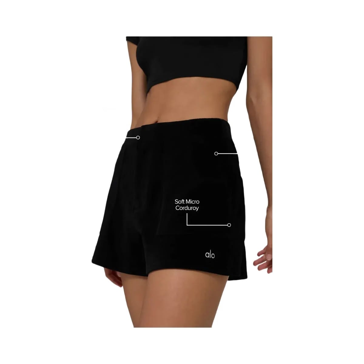 Alo Women's Micro Corduroy On Duty Shorts - Black