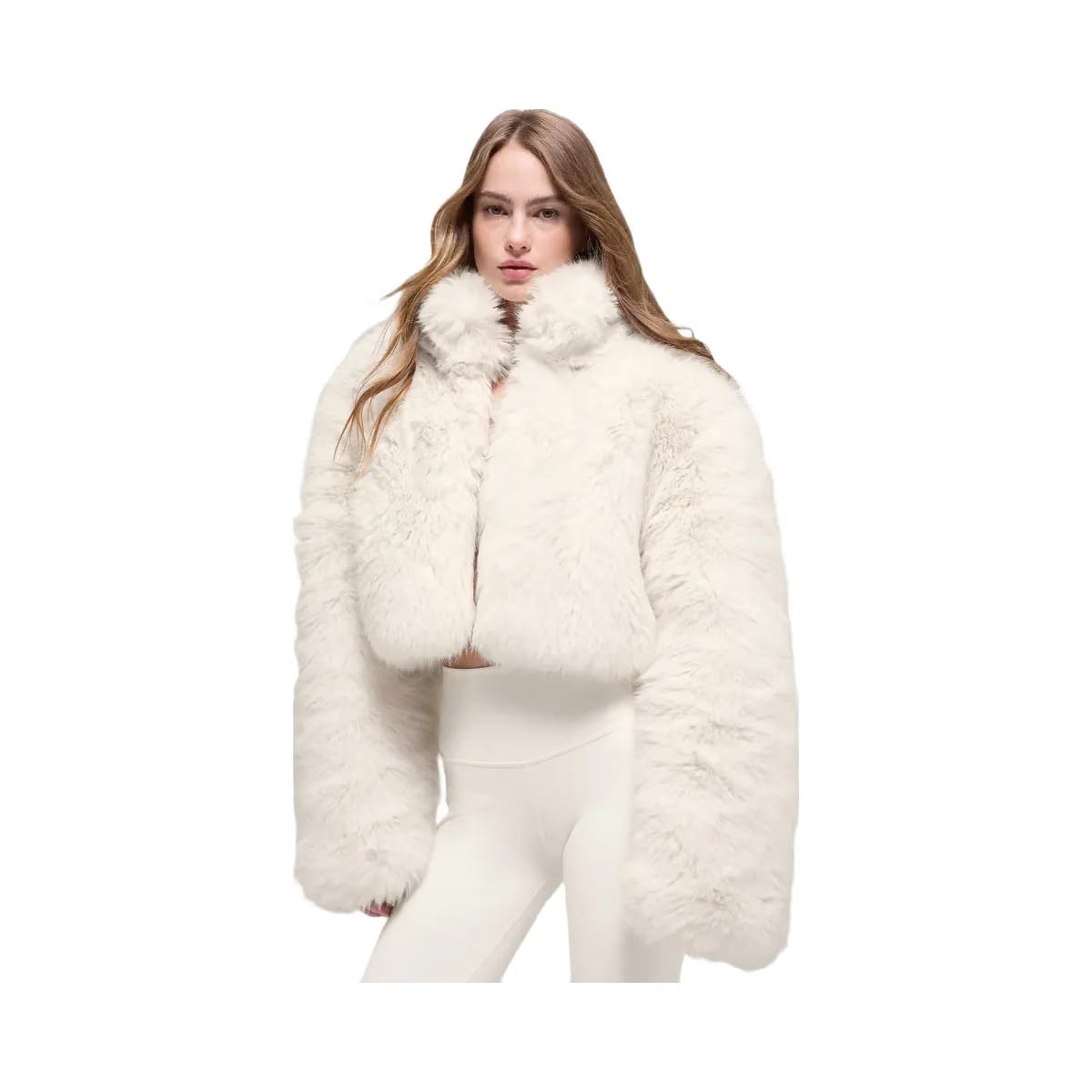 Alo Women's Opulent Faux Fur Cropped Jacket - Ivory
