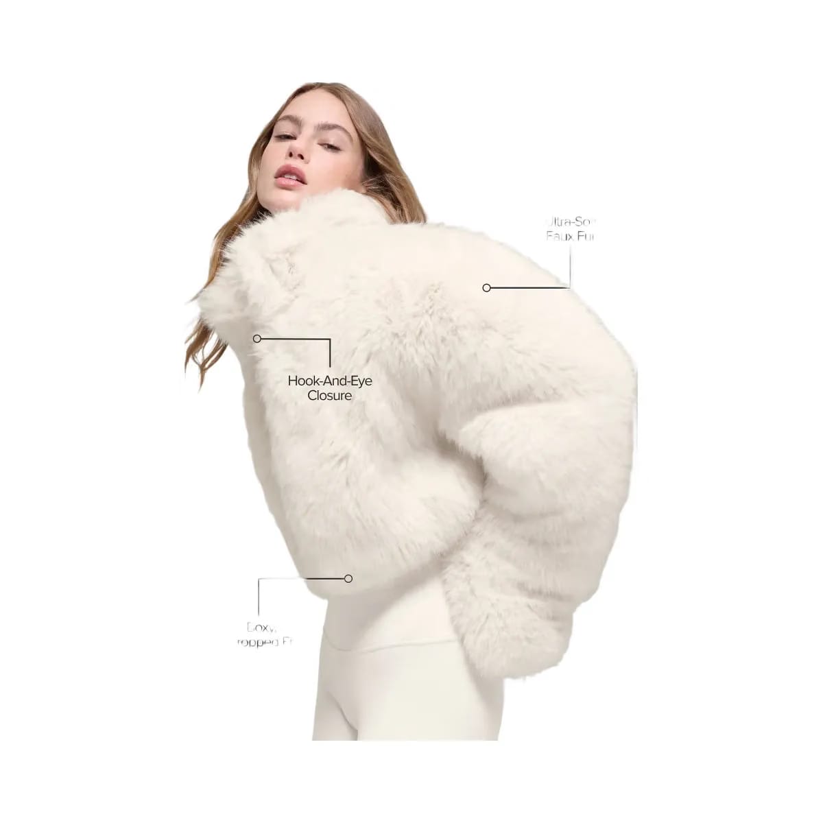 Alo Women's Opulent Faux Fur Cropped Jacket - Ivory