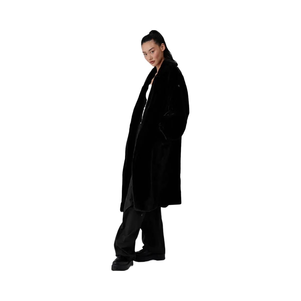 Alo Women's Oversized Faux Fur Trench - Black