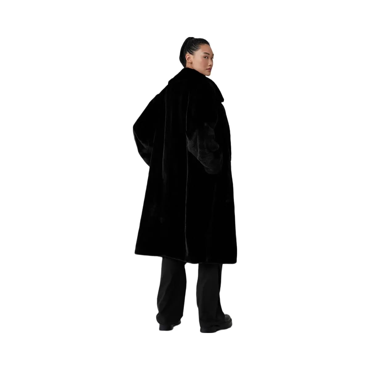 Alo Women's Oversized Faux Fur Trench - Black