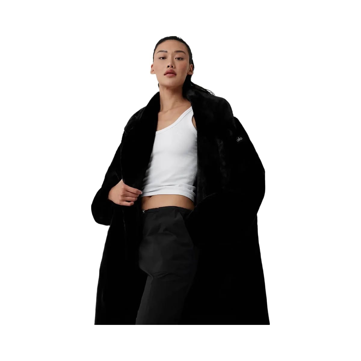 Alo Women's Oversized Faux Fur Trench - Black
