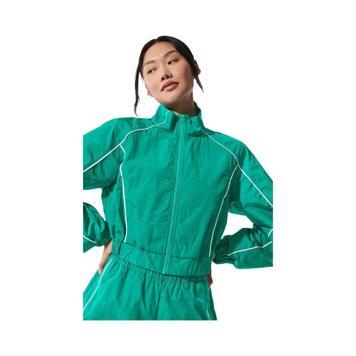 Alo Women's Motivate Full-Zip Track Jacket - Spruce Green/White
