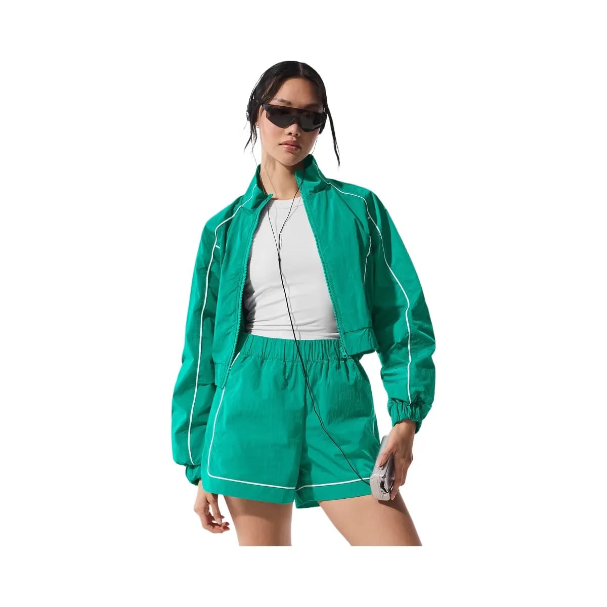 Alo Women's Motivate Full-Zip Track Jacket - Spruce Green/White