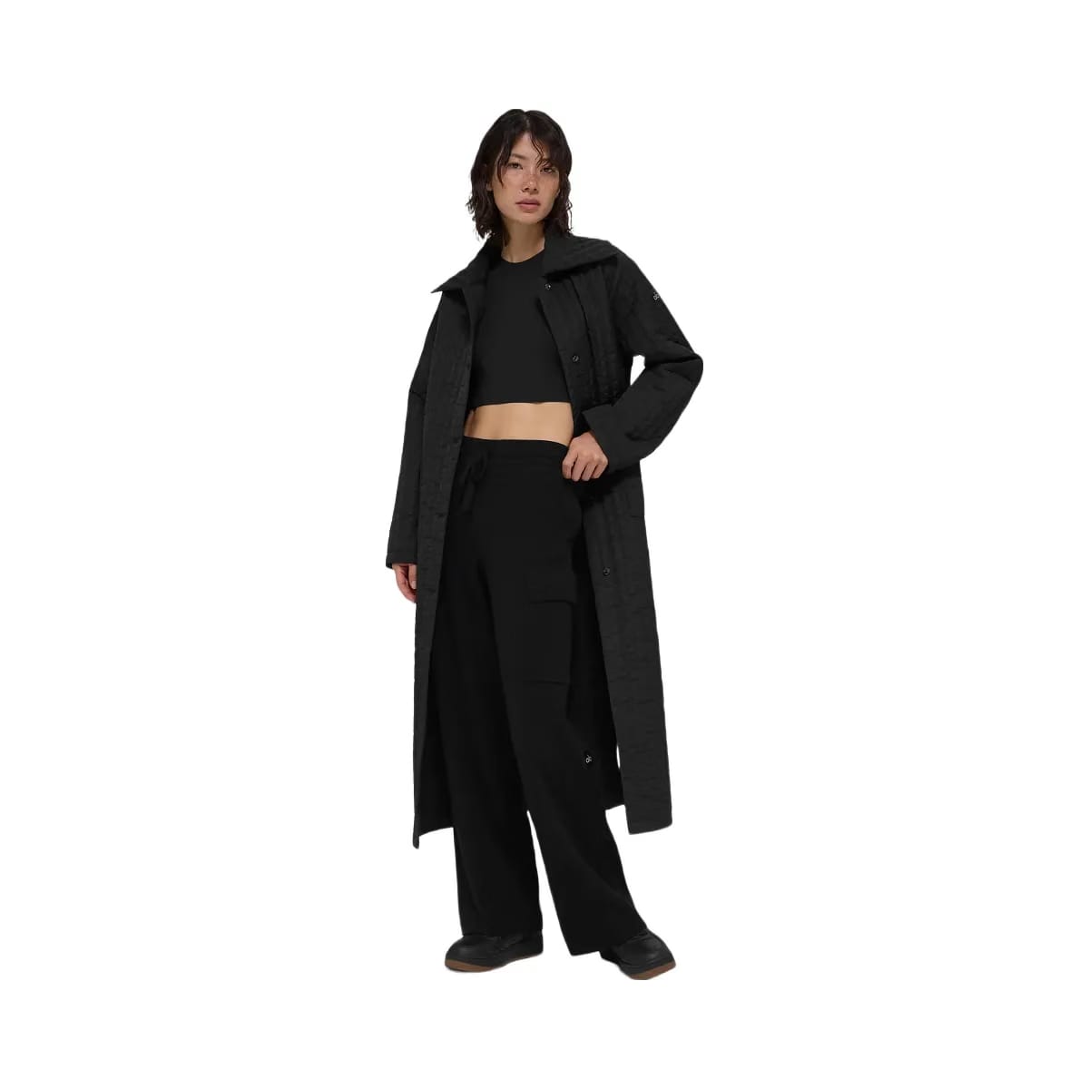 Alo Women's Quilted Skyline Long Coat - Black