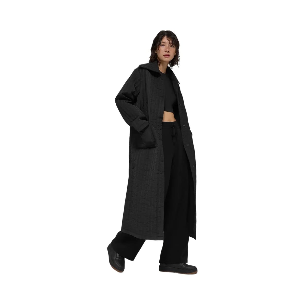 Alo Women's Quilted Skyline Long Coat - Black
