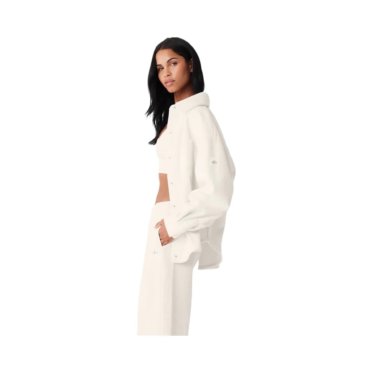 Alo Women's Ribbed Velour Mountain Side Shacket - Ivory