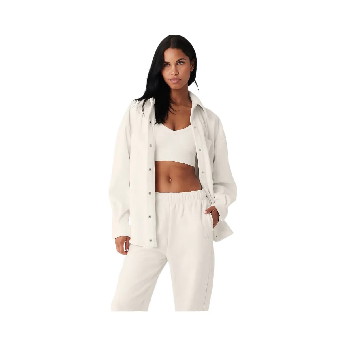 Alo Women's Ribbed Velour Mountain Side Shacket - Ivory