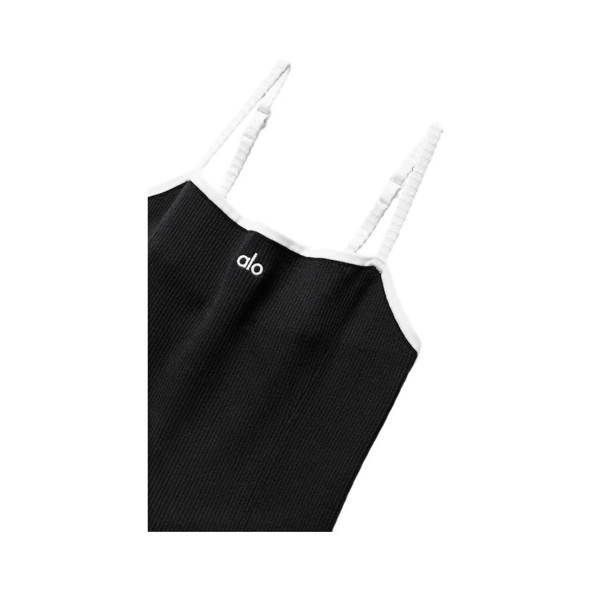 Alo Women's Ribbed Sweater Knit Highline Dress - Black/White