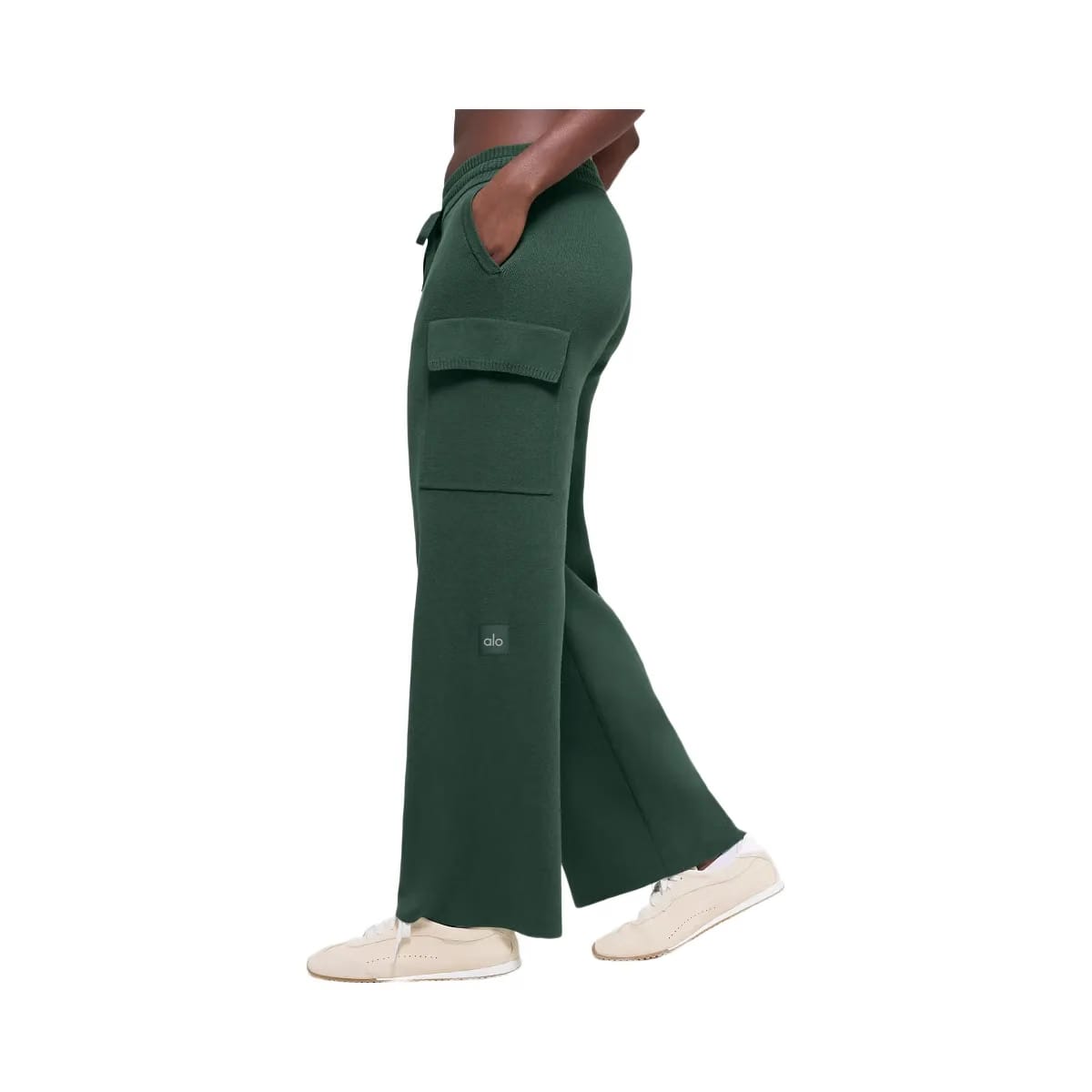 Alo Women's Scholar Knit High-Waist Cargo Pant - Clover Green