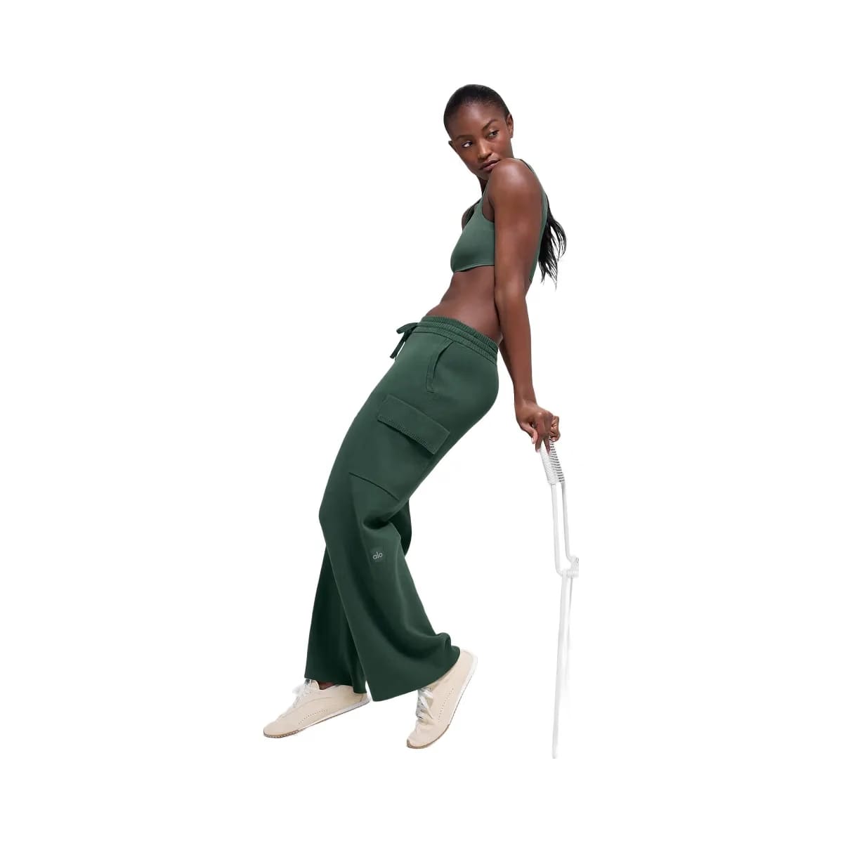 Alo Women's Scholar Knit High-Waist Cargo Pant - Clover Green
