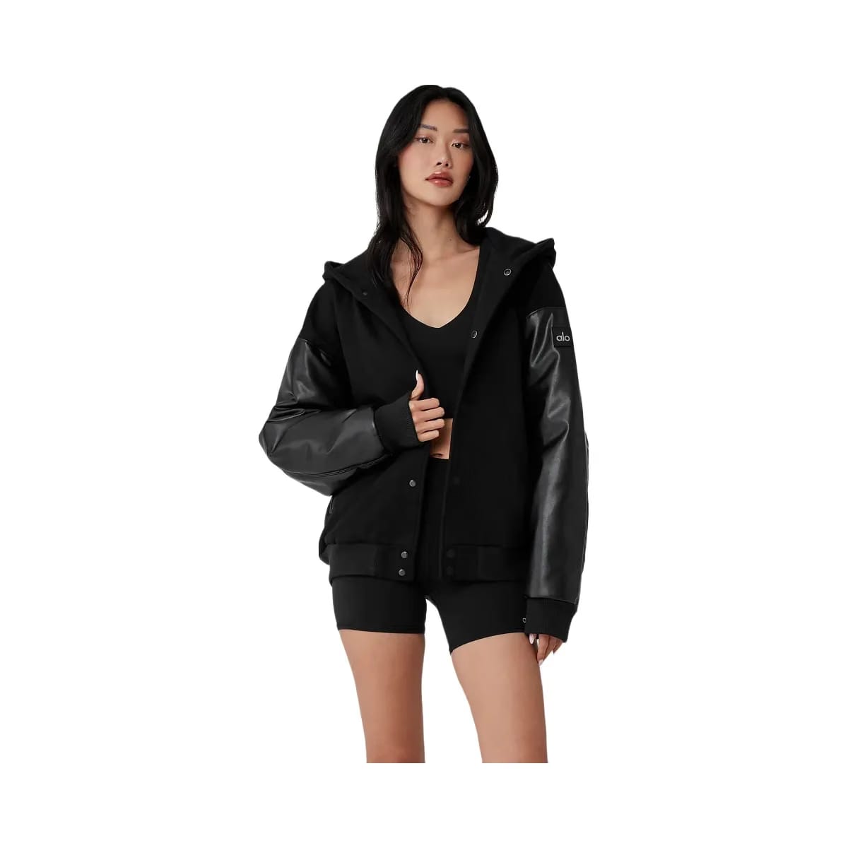 Alo Women's Select Hooded Bomber Jacket - Black