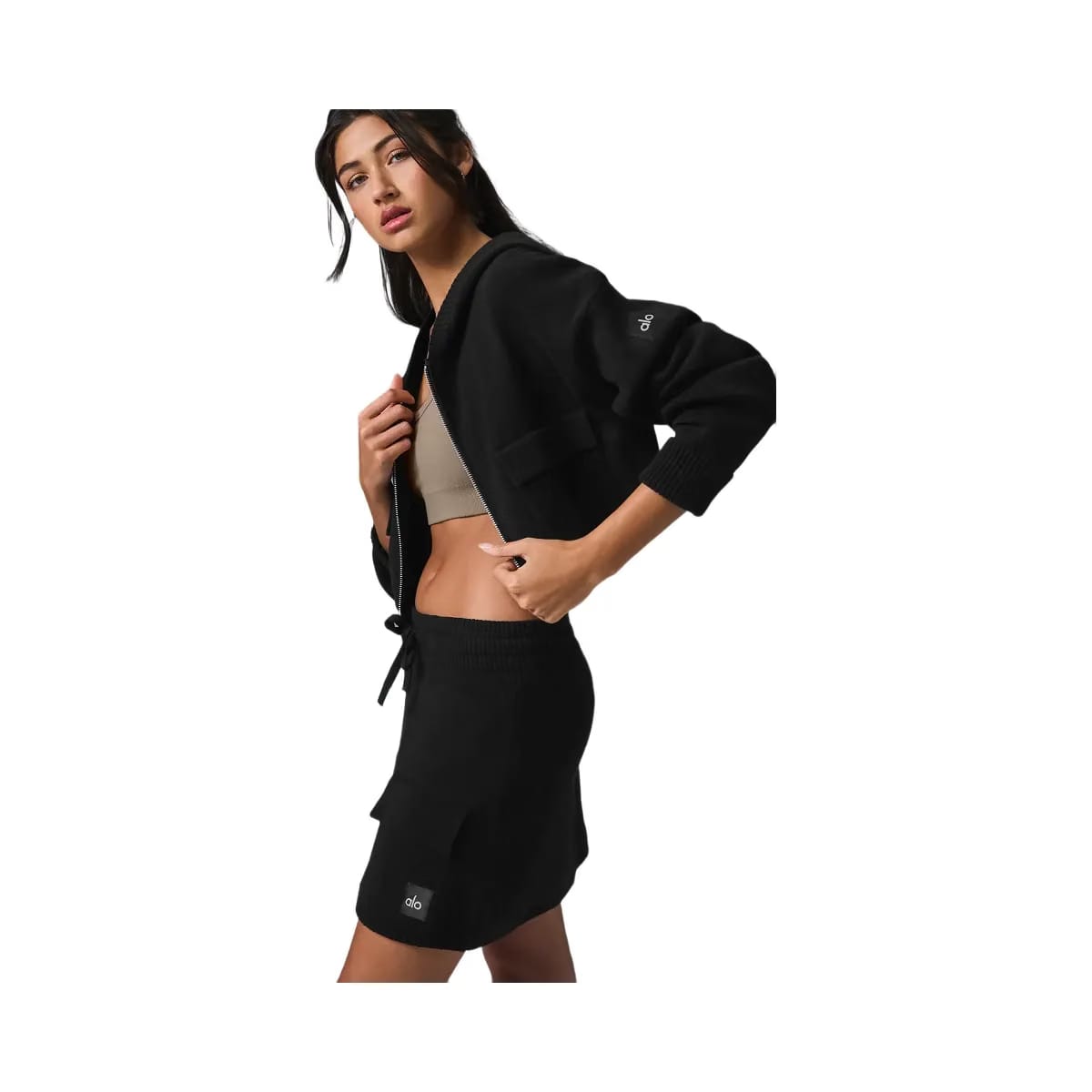 Alo Women's Scholar Knit Cargo Skirt - Black