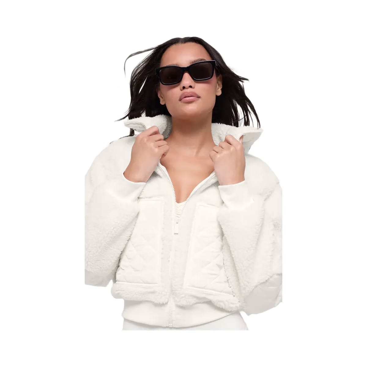Alo Women's Sherpa Edge Bomber - Ivory