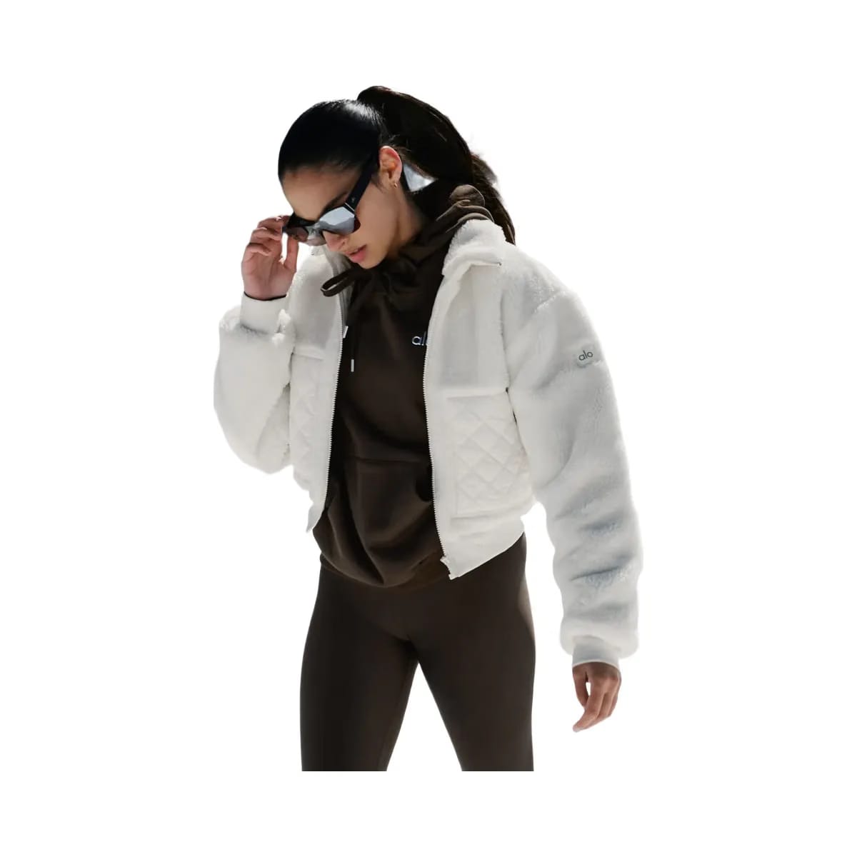 Alo Women's Sherpa Edge Bomber - Ivory