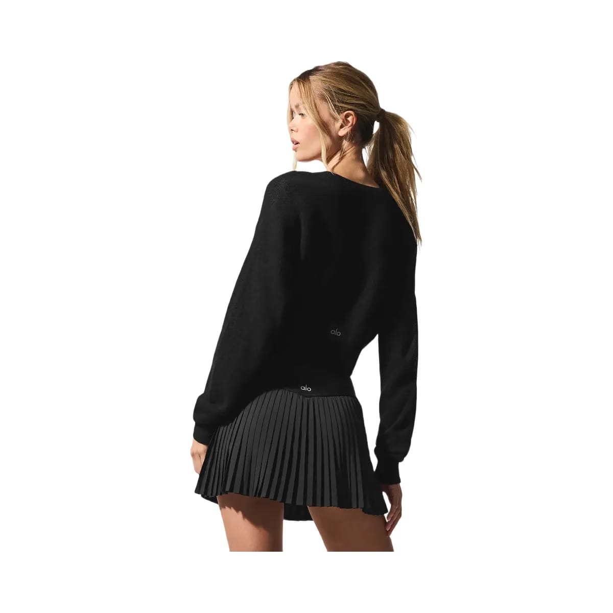 Alo Women's Sheer Cashmere Cropped Cardigan - Black