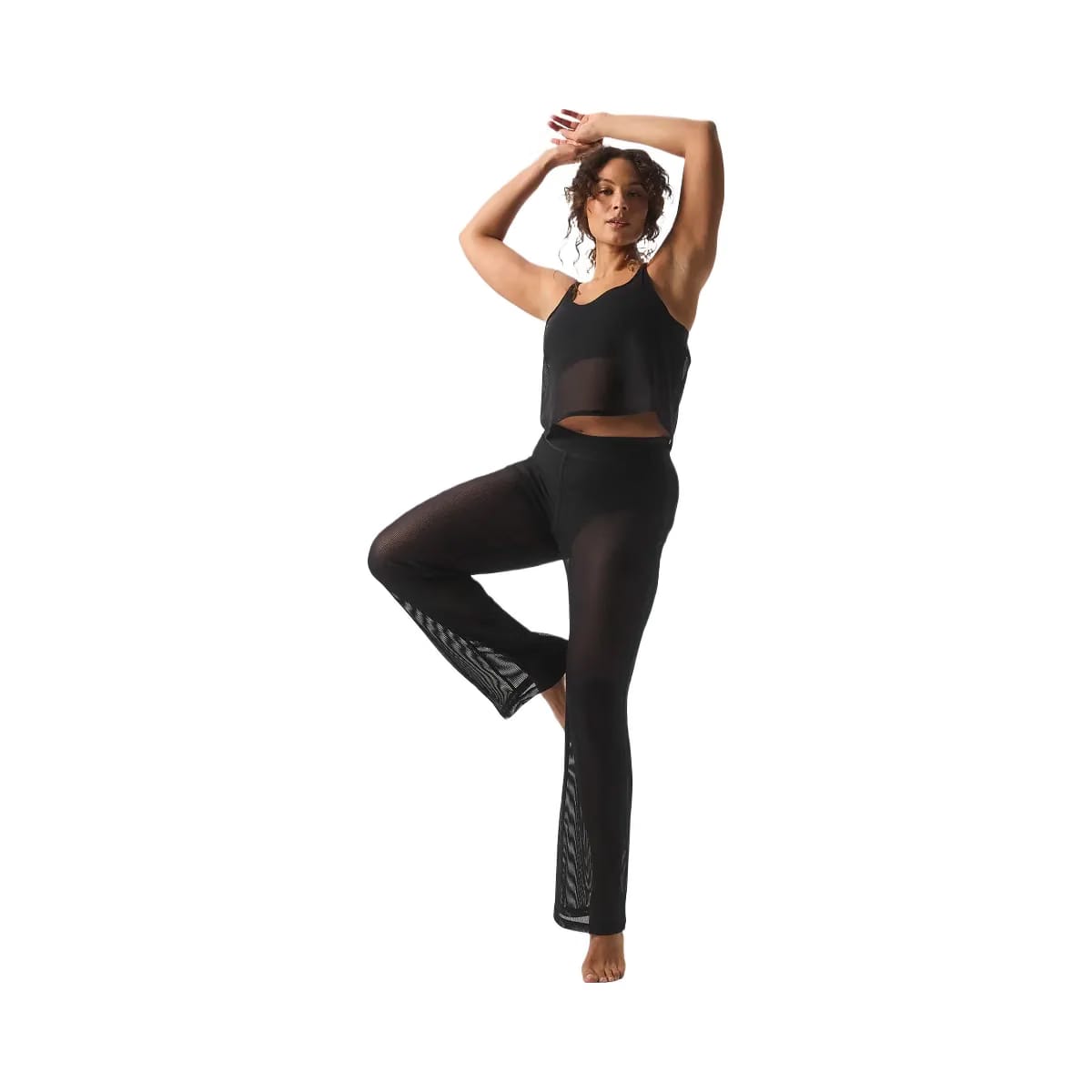Alo Women's Striped Mesh Tropical Nights Flare Pant - Black