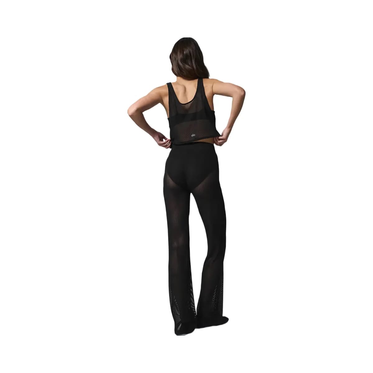 Alo Women's Striped Mesh Tropical Nights Flare Pant - Black