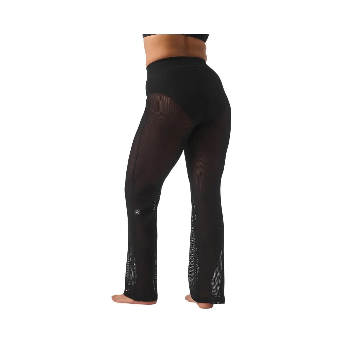 Alo Women's Striped Mesh Tropical Nights Flare Pant - Black