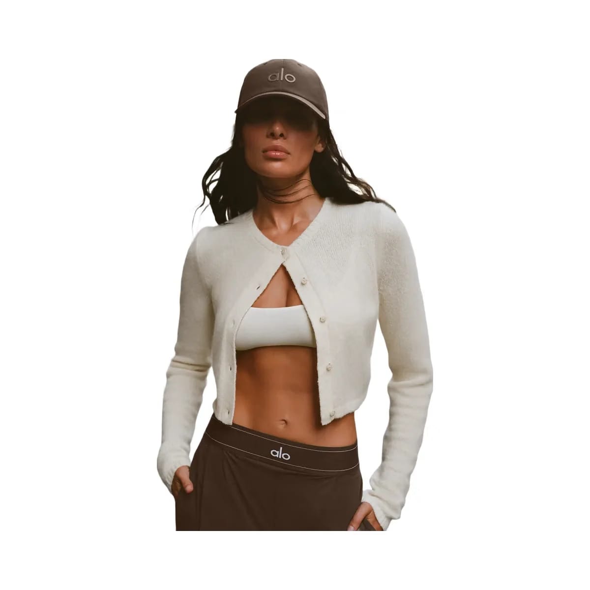 Alo Women's Wool Cashmere New Class Cropped Cardigan - Ivory