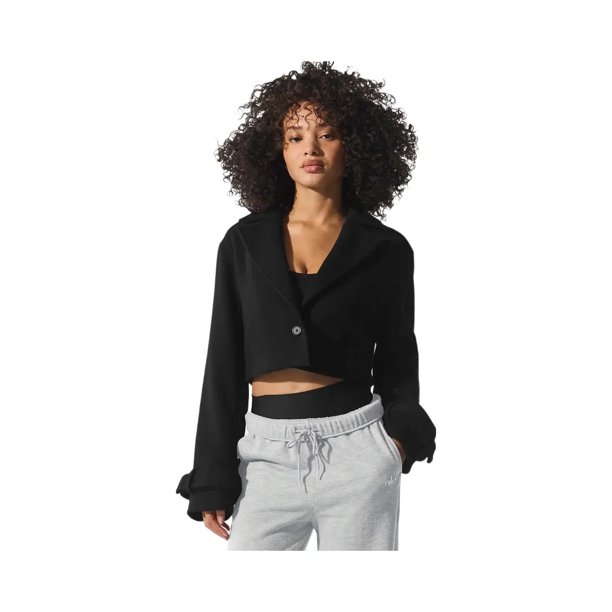 Alo Women's Wool Cropped Metro Trench - Black