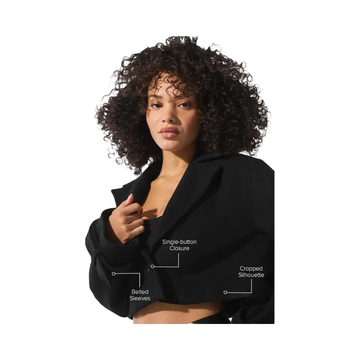 Alo Women's Wool Cropped Metro Trench - Black