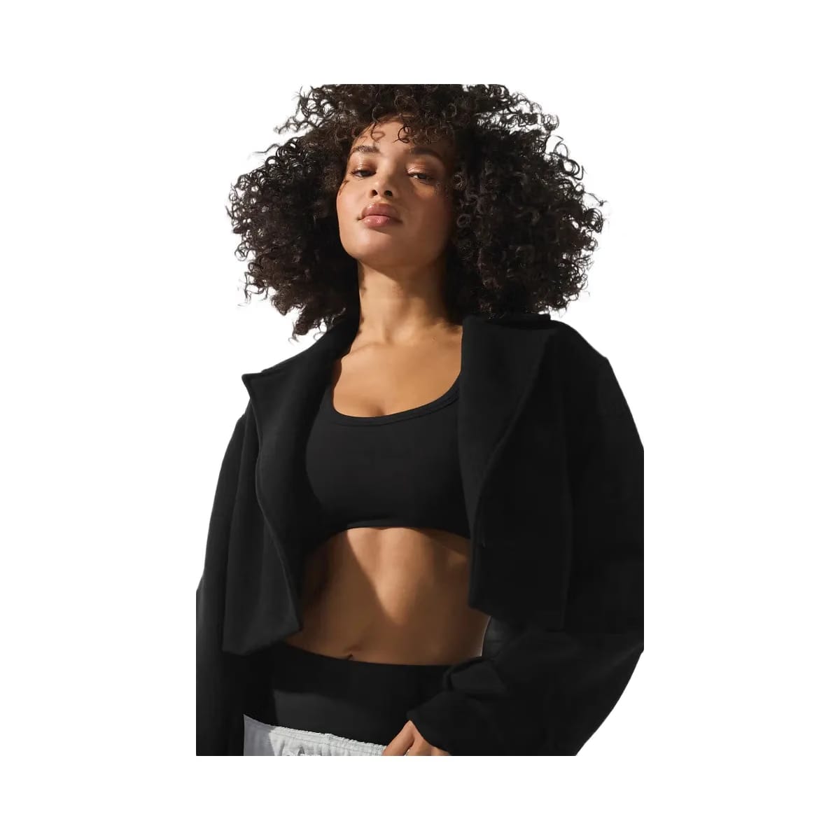 Alo Women's Wool Cropped Metro Trench - Black