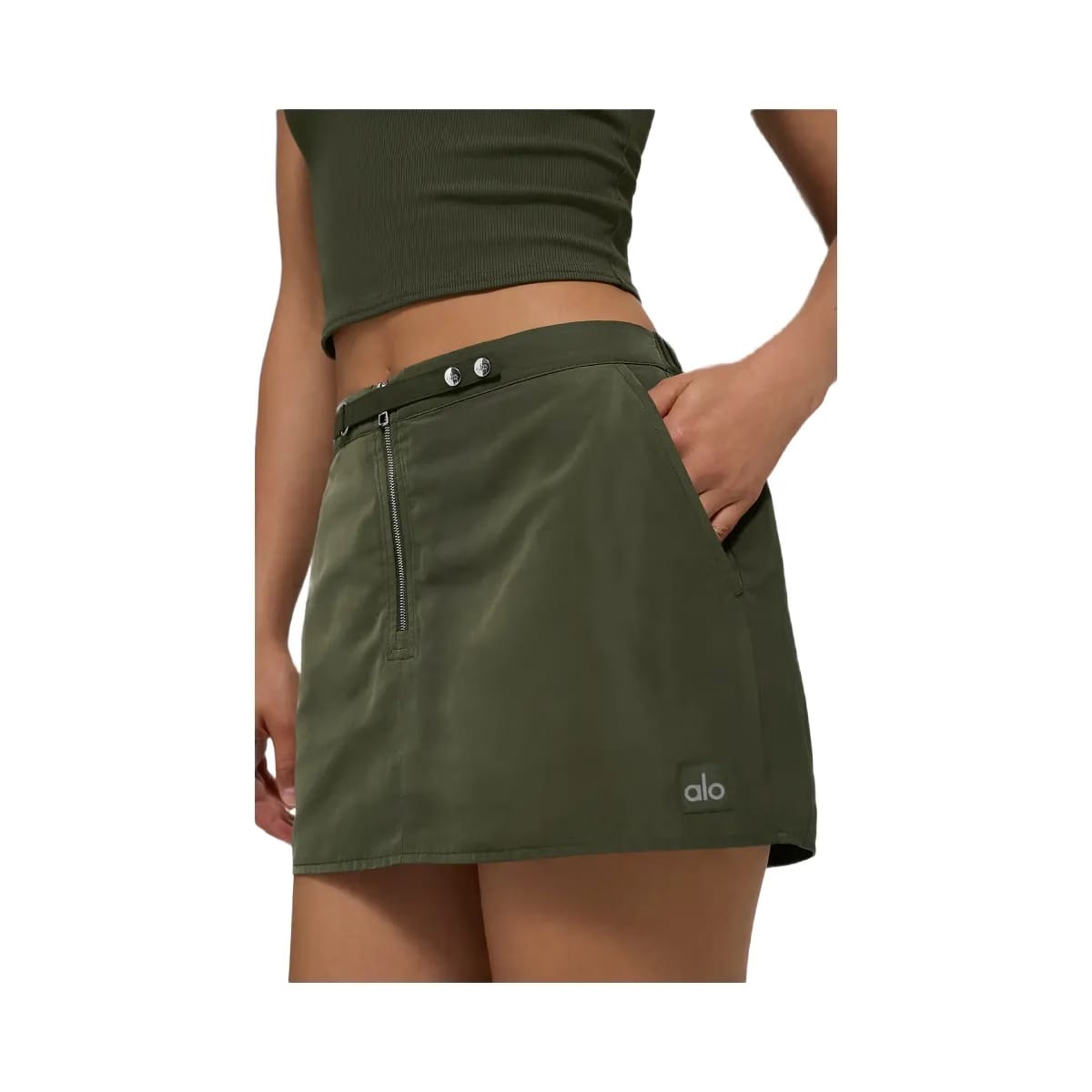 Alo Women's Work It Mini Skirt - Green Olive
