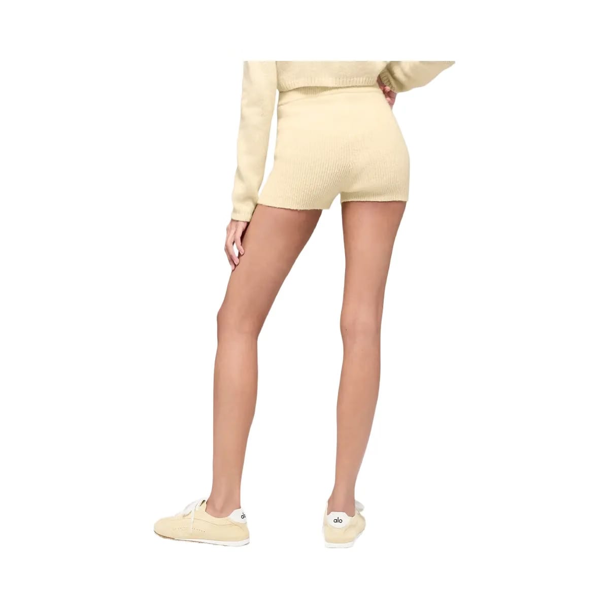 Alo Women's Wool Cashmere Ribbed Noble Shorts - Candlelight Yellow
