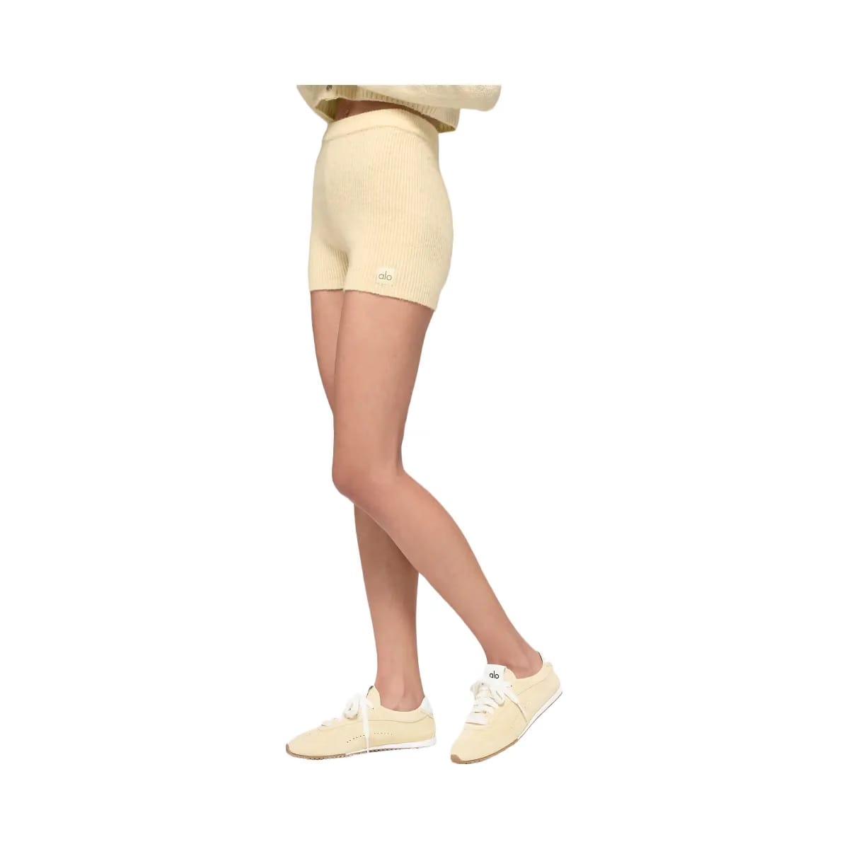 Alo Women's Wool Cashmere Ribbed Noble Shorts - Candlelight Yellow