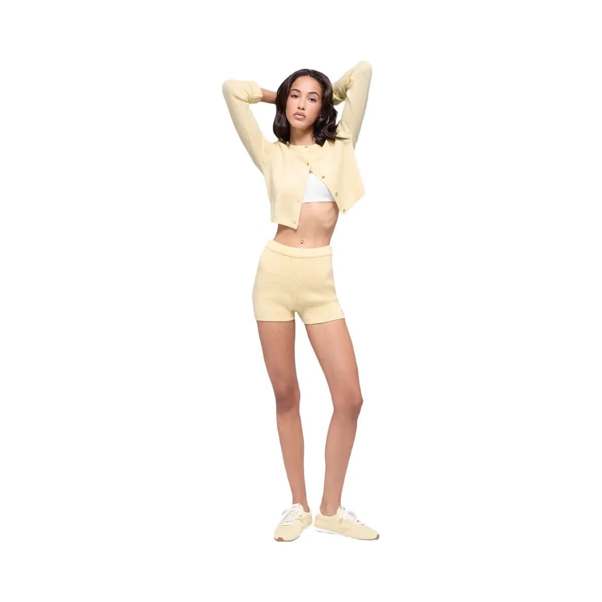 Alo Women's Wool Cashmere Ribbed Noble Shorts - Candlelight Yellow
