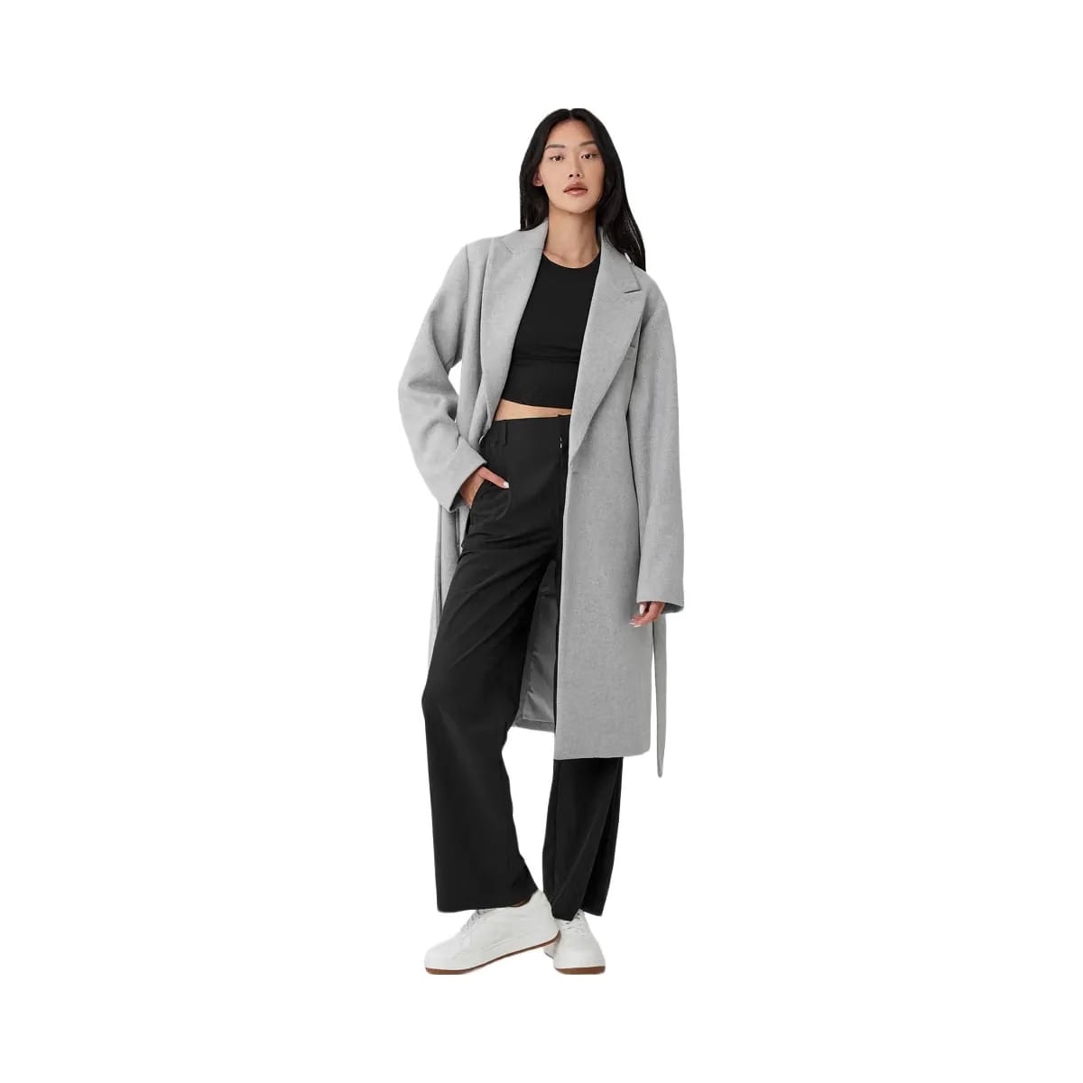Alo Women's Wool Gameday Overcoat - Athletic Heather Grey