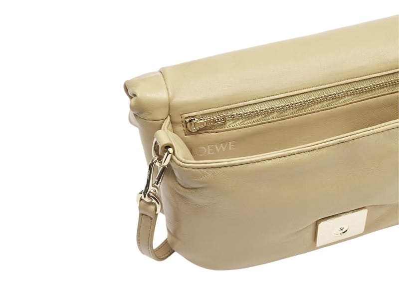 LOEWE Mini Puffer Goya Bag in Shiny Nappa Lambskin Clay Green