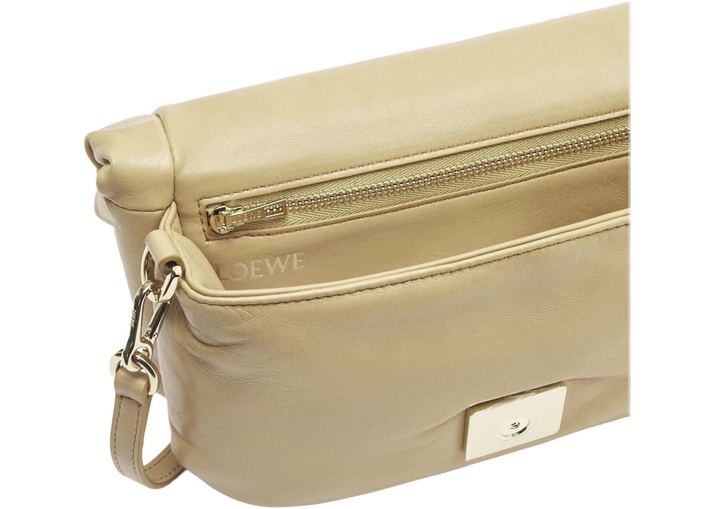 LOEWE Mini Puffer Goya Bag in Shiny Nappa Lambskin Clay Green