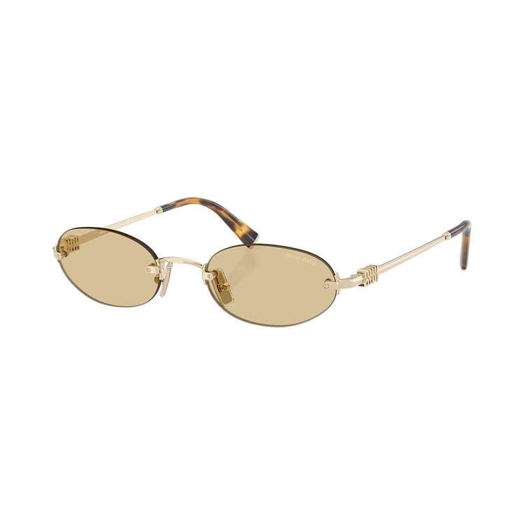 Miu Miu Oval Sunglasses Pale Gold/Yellow (0MU A54S ZVN10R)